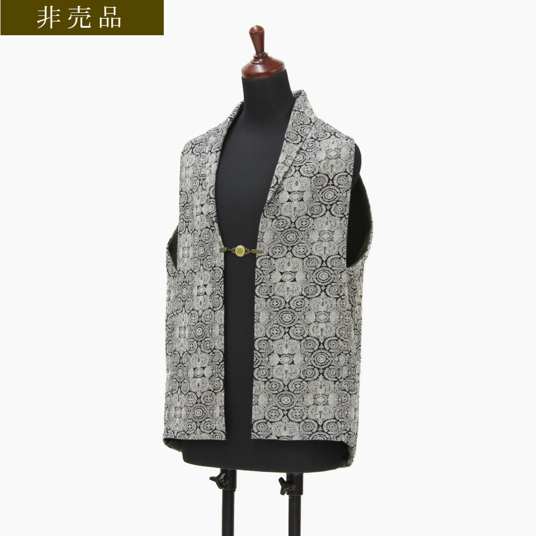 リバーシブル ベスト04 絞 ハンドメイド リメイク 絹 男女兼用 古 